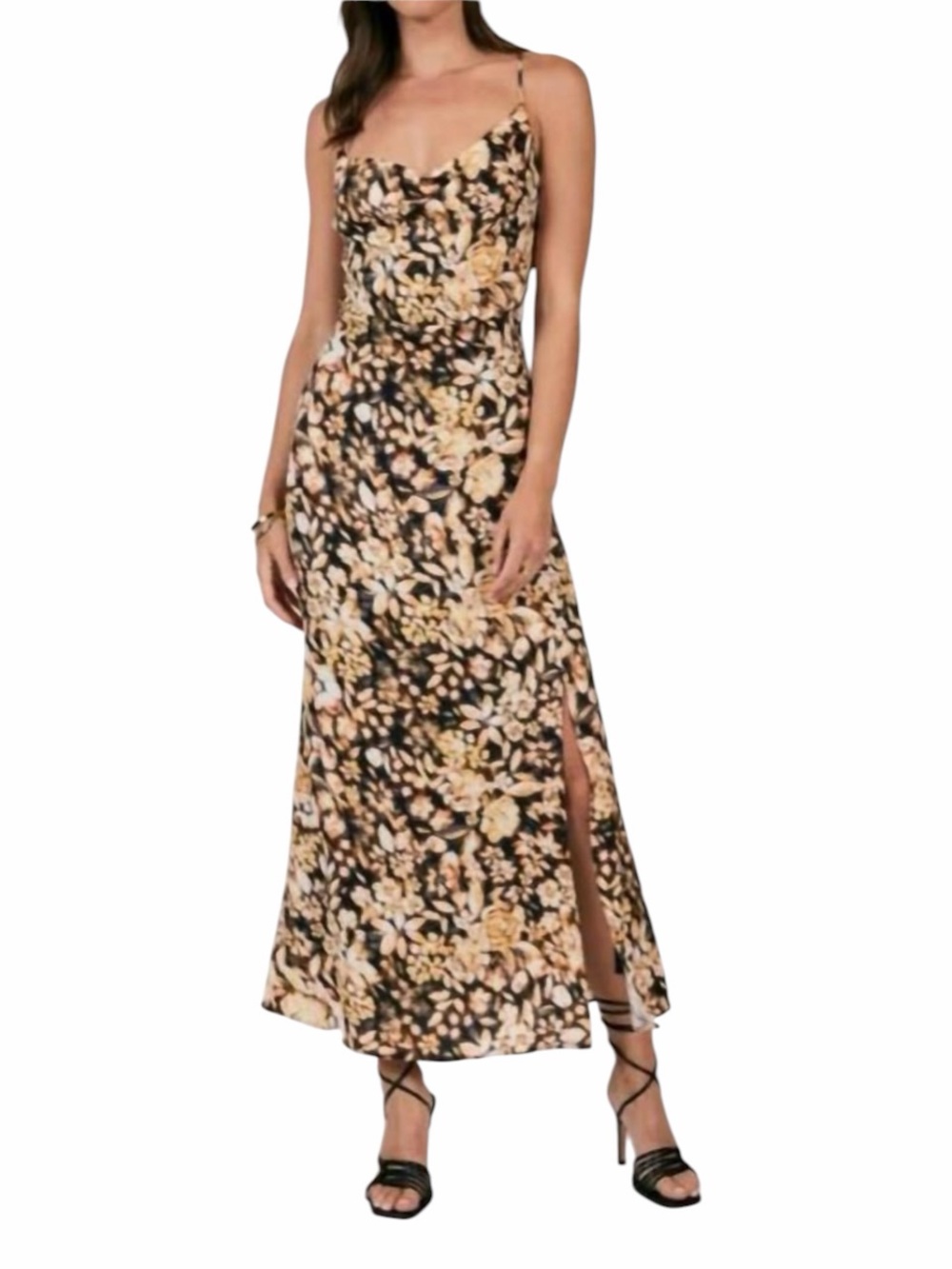 Sage The Label Floral Renaissance Cowl Neck Maxi Dress Small